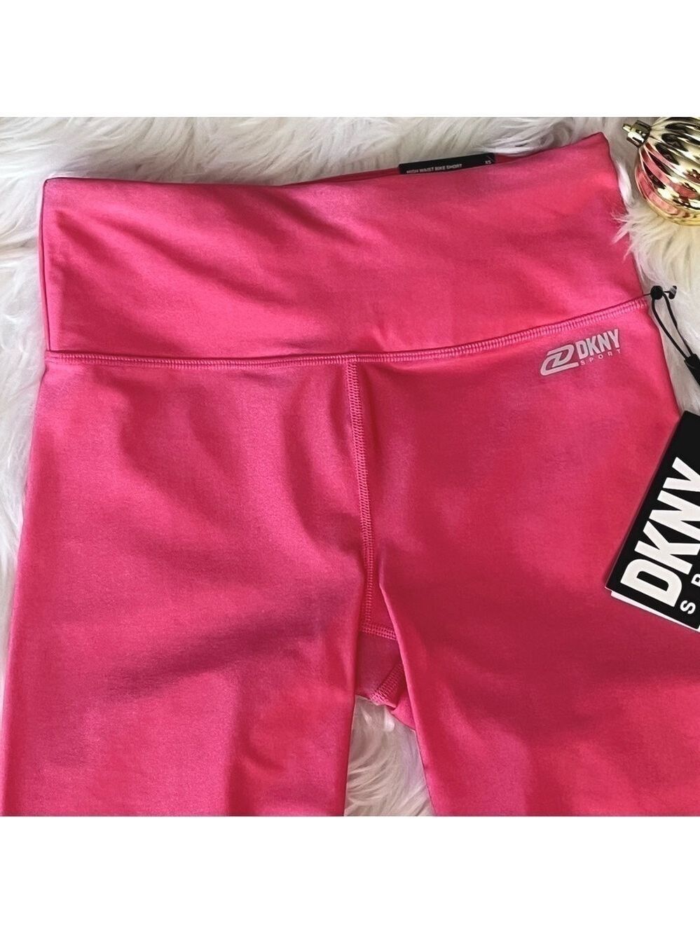 DKNY SPORT Pink High Shine High Waist Bike Shorts XS - Picture 4 of 10